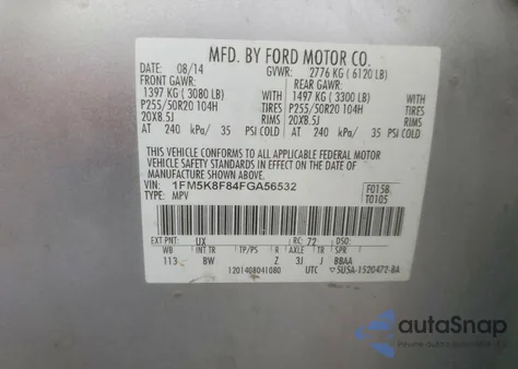 2015 Ford Explorer Limited z USA, uszkodzony, nr VIN 1FM5K8F84FGA56532